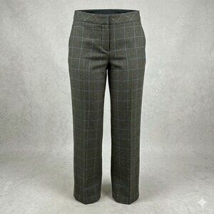 Talbots Heritage Plaid Pants 6P Gray Blue Straight Leg Career Trousers Petite